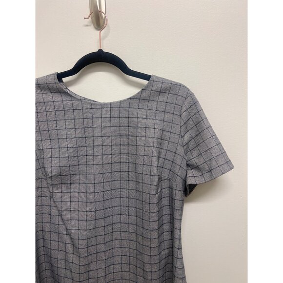 Calvin Klein Womens Gray Checkered Short Sleeve Dress Size 12 - Picture 3 of 5